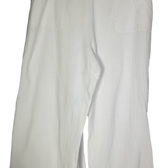 Soft Surroundings Women's White Textured Pull on High Rise Wide Leg Pants Size L - Picture 4 of 8